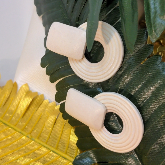 🍑 Tropical Island Inspired Geometric Natural Wood Women Earring One Size A-030 - Picture 5 of 8